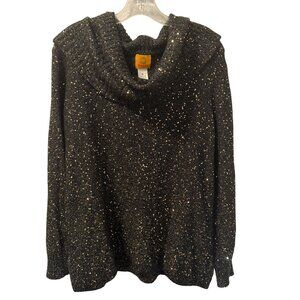 Ruby Rd. Sweater Sz XL Black & Gold Speckle Sweater